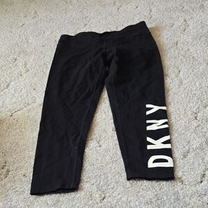 DKNY Kids Black Leggings with White Logo
